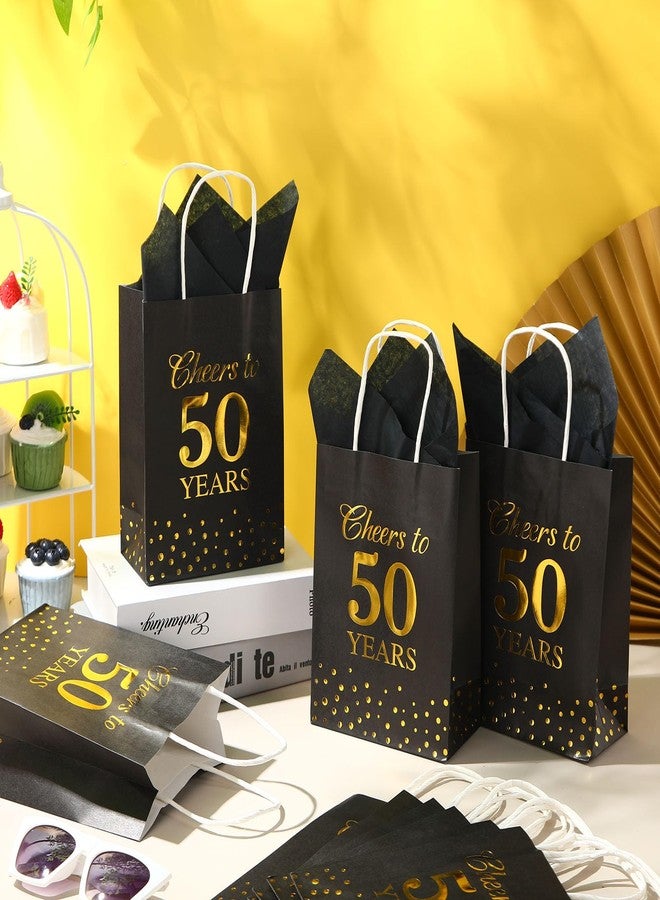 Resholder 20 Pack 50th Birthday Gift Bags with Handle Gift Bag Party Favors with Tissue Paper Goodie Treat Bag Presents for Kids Neighbors Friend (Black) - Image 4